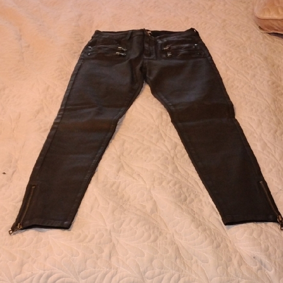 Fashion Nova Junior Blk Faux Leather Double Zip Closure Pockets Pants, Size 9 - Picture 1 of 10